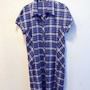 Peruvian Connection Plaid Shirt Dress